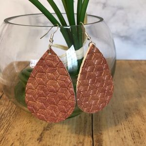 Faux Leather Textured Teardrop Shaped Earrings